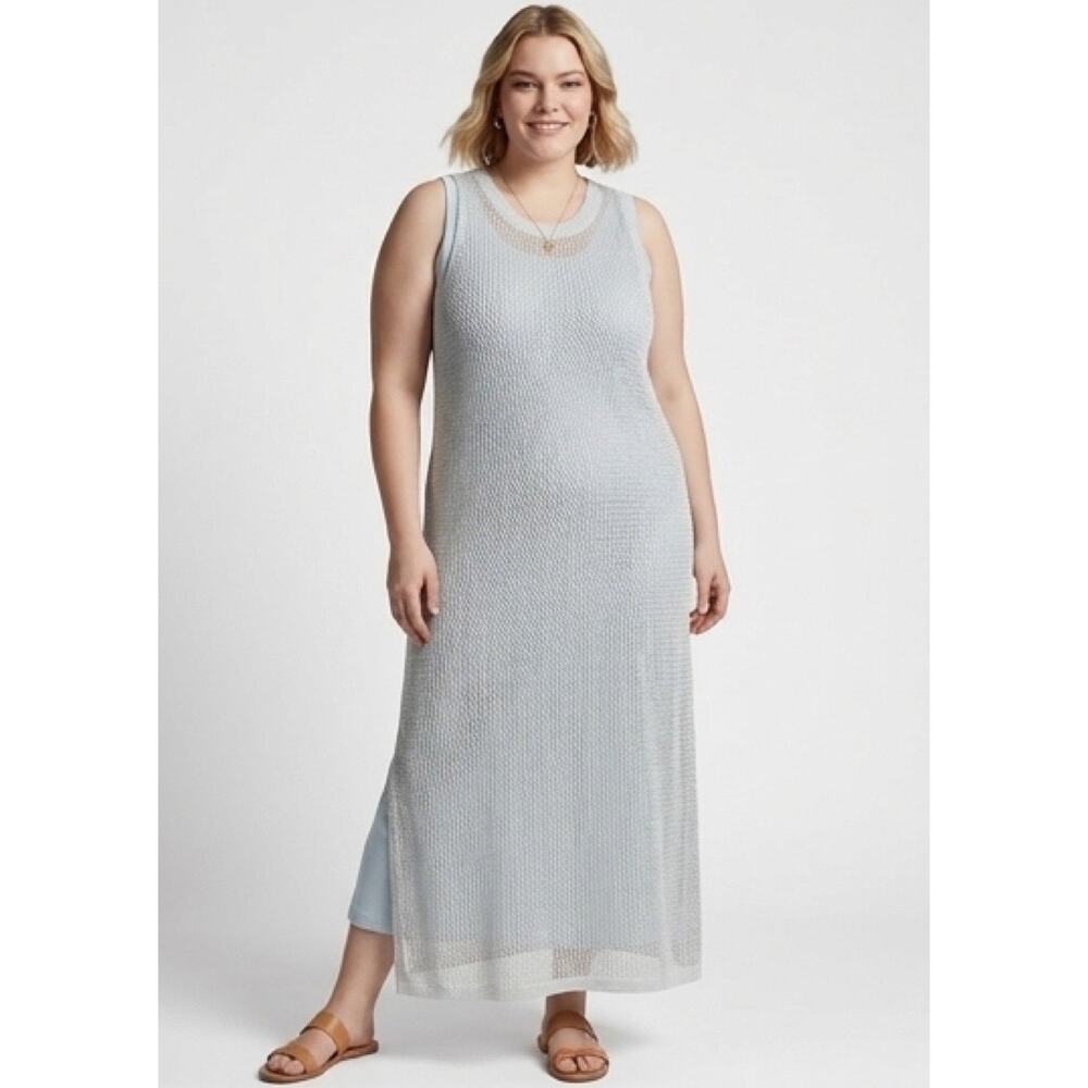 Silver Metallic Openwork Midi Tank Dress from A New Day - Coastal Glam 2X